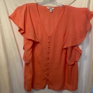 Women's Nine West Ruffled Short Sleeve Shirt